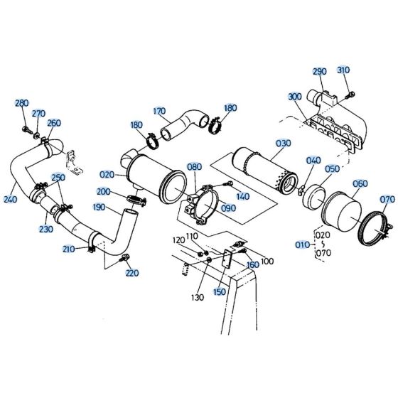 Air Cleaner Assembly for Kubota KH66 Mini Excavator