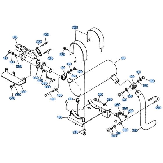 Exhaust Assembly for Kubota KH66 Mini Excavator