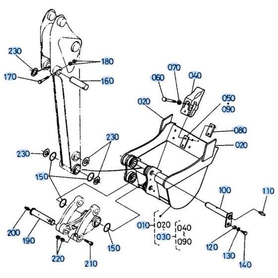 Bucket Assembly for Kubota KH66 Mini Excavator