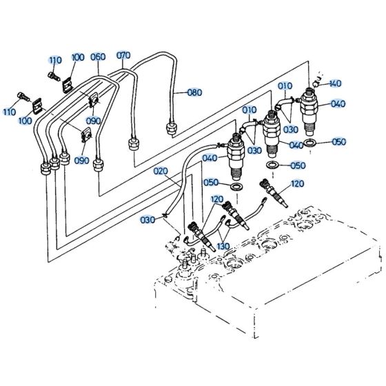 Glow Plug Nozzle Holder Assembly for Kubota KH66 Mini Excavator