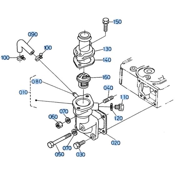 Water Flange Assembly for Kubota KH66 Mini Excavator