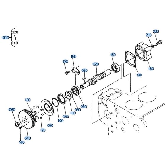 Injection Pump Camshaft Assembly for Kubota KH66 Mini Excavator
