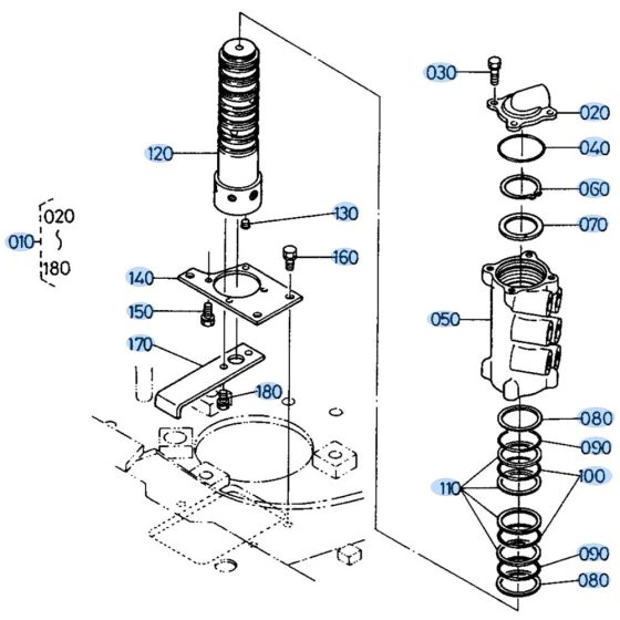 Rotary Joint Assembly for Kubota KH66 Mini Excavator