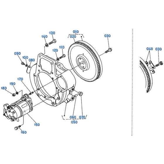 Flywheel Assembly for Kubota KH66 Mini Excavator
