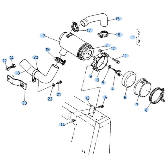 Air Cleaner Assembly for Kubota KH90 Mini Excavator