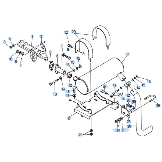 Exhaust Assembly for Kubota KH90 Mini Excavator