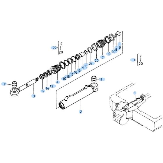 Swing Cylinder Assembly for Kubota KH90 Mini Excavator