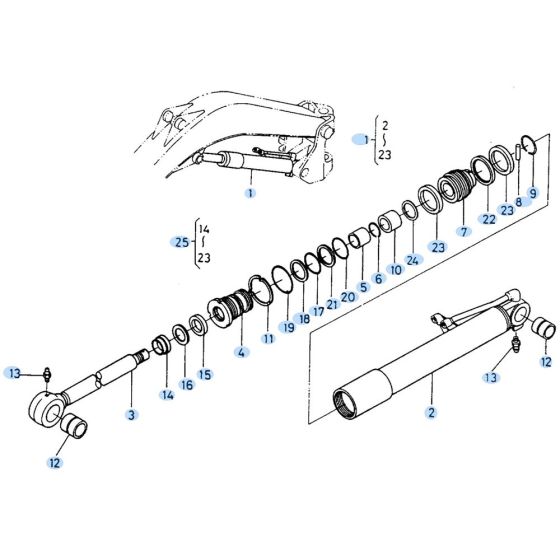 Boom Cylinder Assembly for Kubota KH90 Mini Excavator