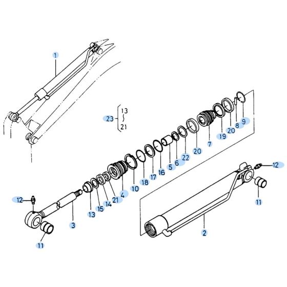 Arm Cylinder Assembly for Kubota KH90 Mini Excavator