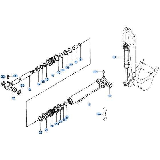 Bucket Cylinder Assembly for Kubota KH90 Mini Excavator