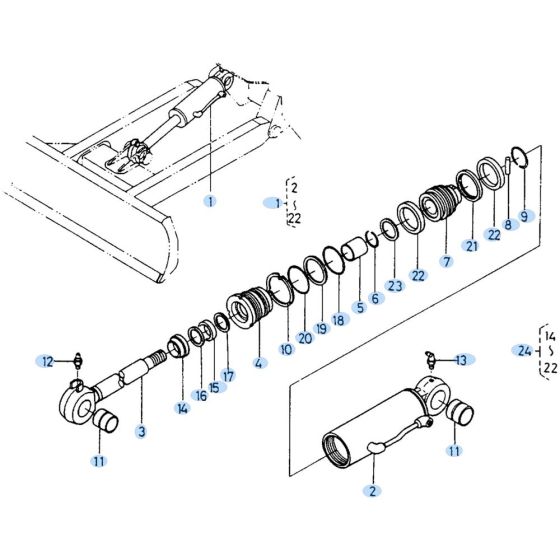 Dozer Cylinder Assembly for Kubota KH90 Mini Excavator