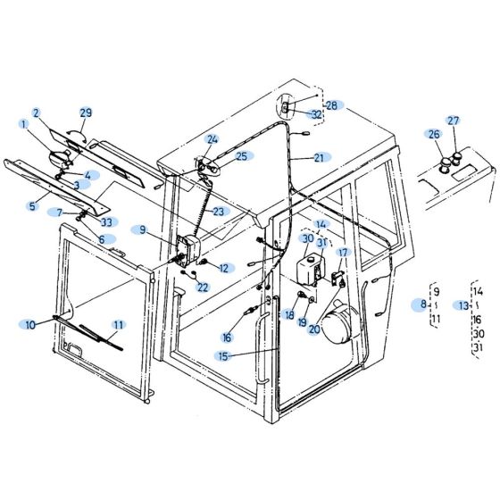 Wiper Assembly for Kubota KH90 Mini Excavator