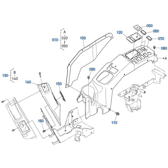 Armrest (R/H) Assembly for Kubota KX030-4 Mini Excavator