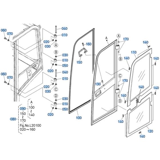 Door Assembly for Kubota KX030-4 Mini Excavator