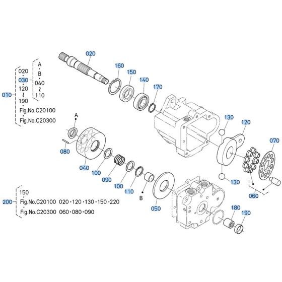 Piston Pump Cylinder Assembly for Kubota KX030-4 Mini Excavator