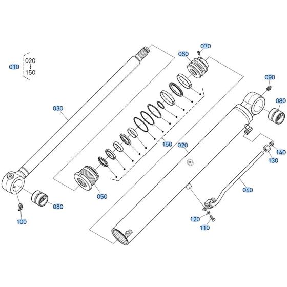 Arm Cylinder Assembly for Kubota KX030-4 Mini Excavator