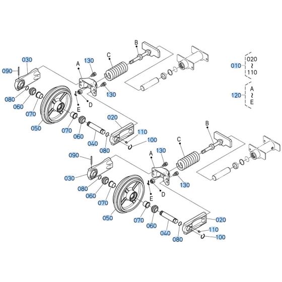 Idler Assembly for Kubota KX030-4 Mini Excavator