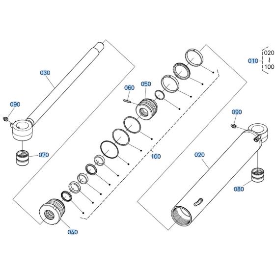 Swing Cylinder Assembly for Kubota KX030-4 Mini Excavator