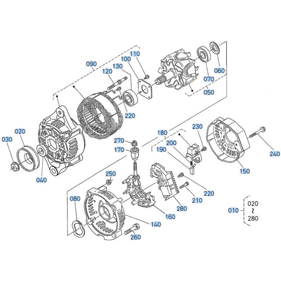 Alternator Assembly for Kubota KX030-4 Mini Excavator