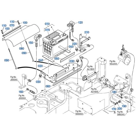 Battery Assembly for Kubota KX040-5 Mini Excavator