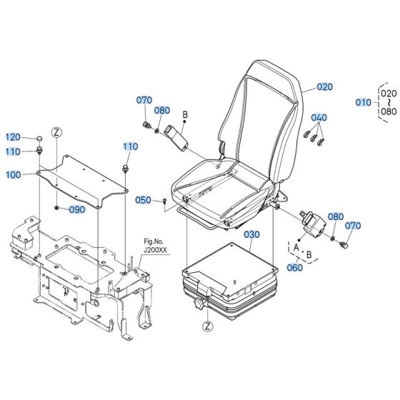 Seat Assembly for Kubota KX040-5 Mini Excavator