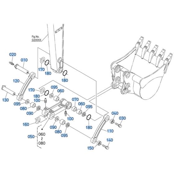 Bucket Link Assembly for Kubota KX040-5 Mini Excavator