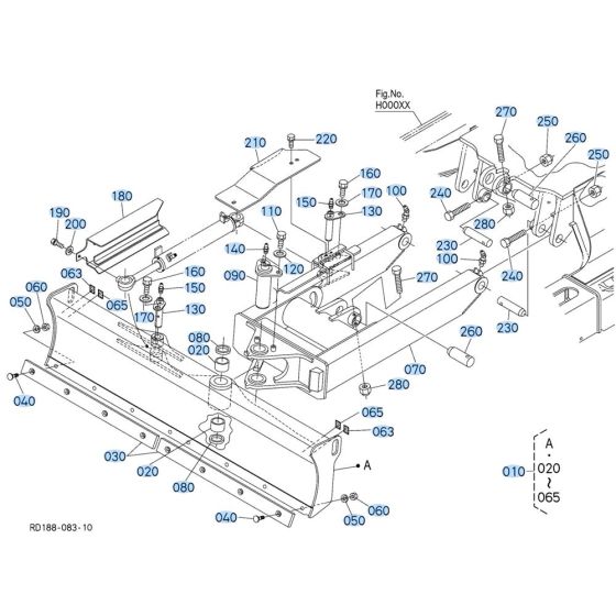 Blade (Angle) Assembly for Kubota KX040-5 Mini Excavator