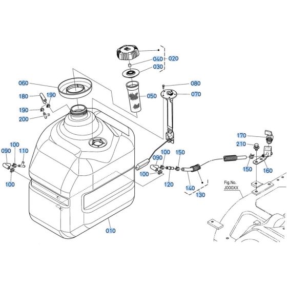 Fuel Tank Assembly for Kubota KX040-5 Mini Excavator