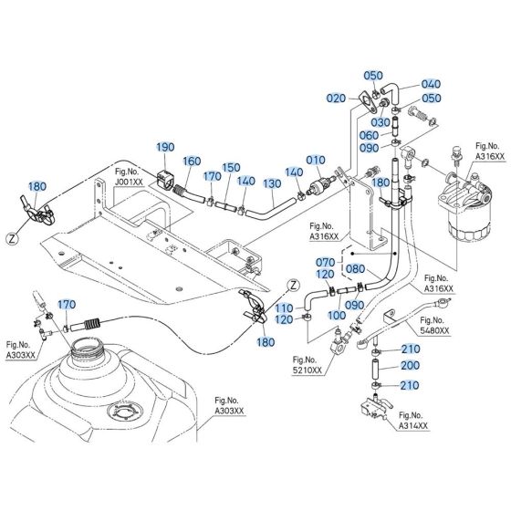 Fuel Tube Assembly for Kubota KX040-5 Mini Excavator