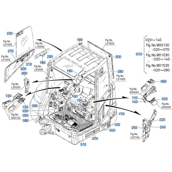 Decals -1 for Kubota KX040-5 Mini Excavator