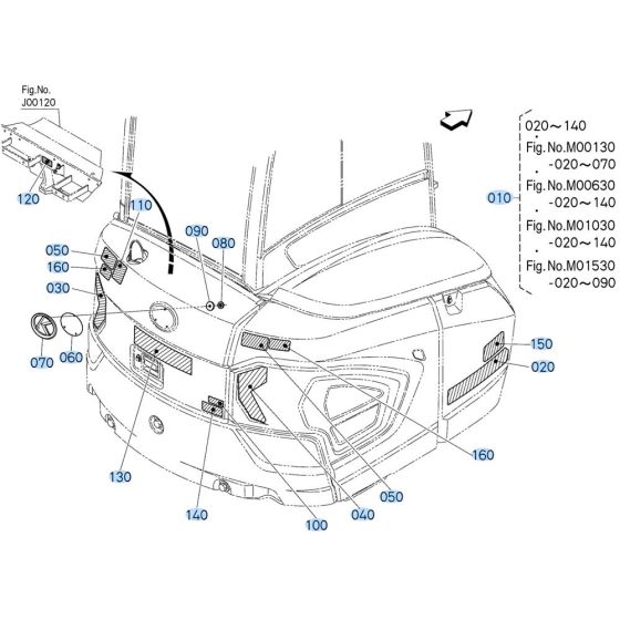 Decals -2 for Kubota KX040-5 Mini Excavator