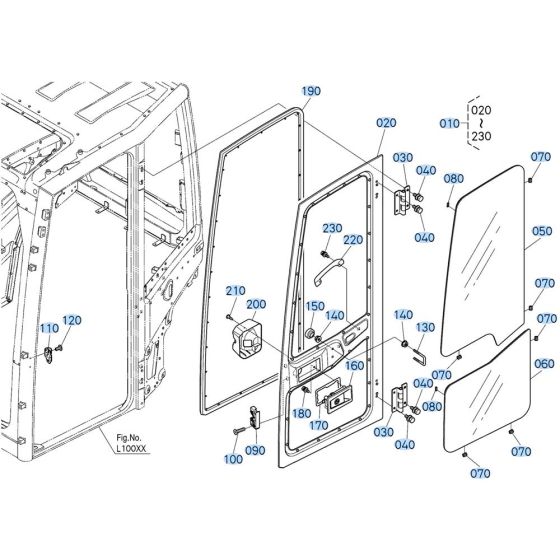 Door Assembly for Kubota KX040-5 Mini Excavator