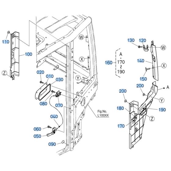 Door Assembly -1 for Kubota KX040-5 Mini Excavator