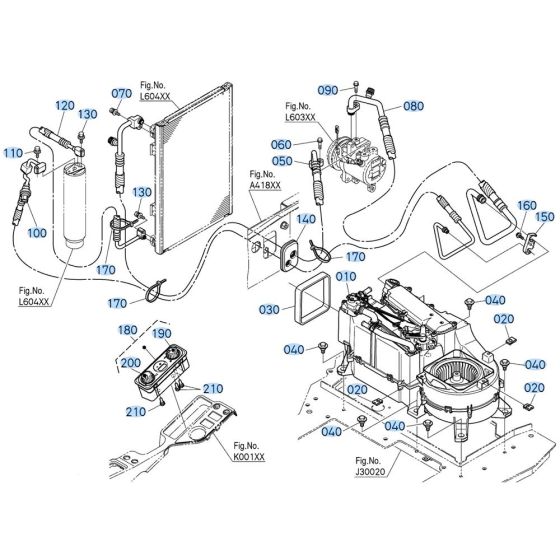 Air Conditioner Assembly for Kubota KX040-5 Mini Excavator