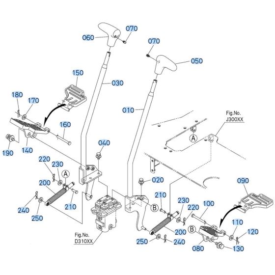 Control Lever (Travel) Assembly for Kubota KX040-5 Mini Excavator
