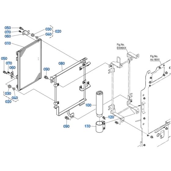 Condenser Assembly for Kubota KX040-5 Mini Excavator