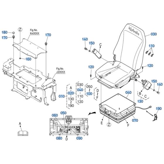 Seat Assembly for Kubota KX040-5 Mini Excavator
