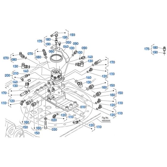 Rotary Joint (Angle) Assembly for Kubota KX040-5 Mini Excavator
