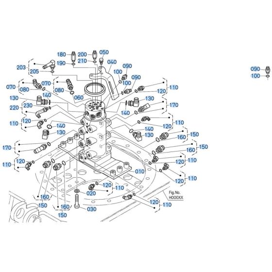 Rotary Joint (6-in-1) Assembly for Kubota KX040-5 Mini Excavator