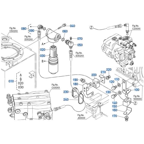 Oil Filter Assembly for Kubota KX040-5 Mini Excavator