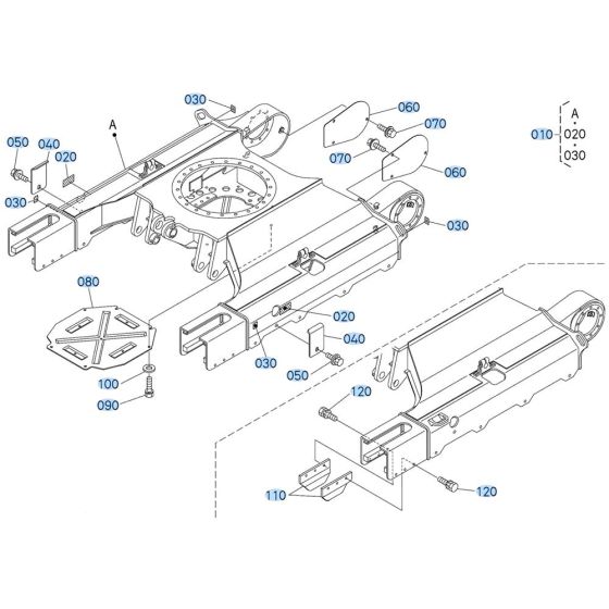 Track Frame Assembly for Kubota KX040-5 Mini Excavator