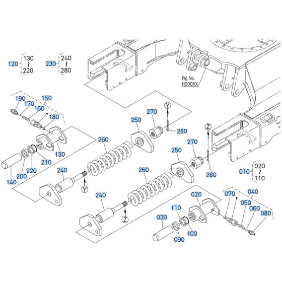 Idler Assembly -1 for Kubota KX040-5 Mini Excavator