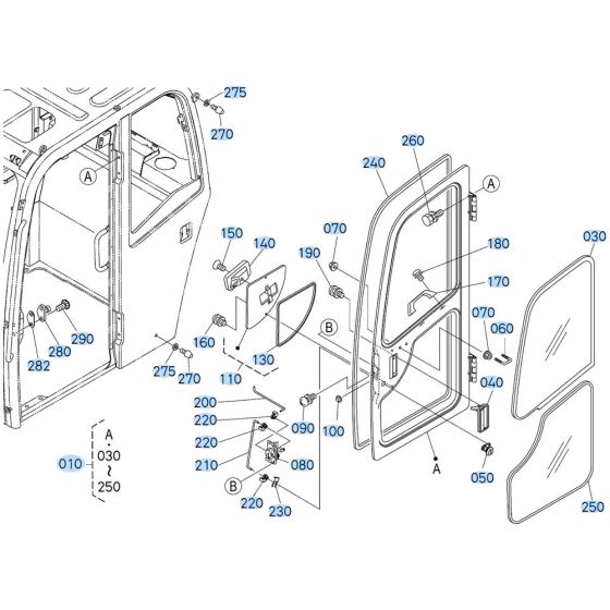 Door Assembly for Kubota KX080-3 Mini Excavator