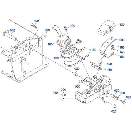 Control Lever (L/H) Assembly for Kubota KX080-3 Mini Excavator