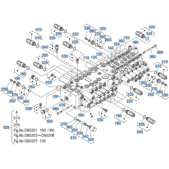Control Valve Assembly for Kubota KX080-3 Mini Excavator