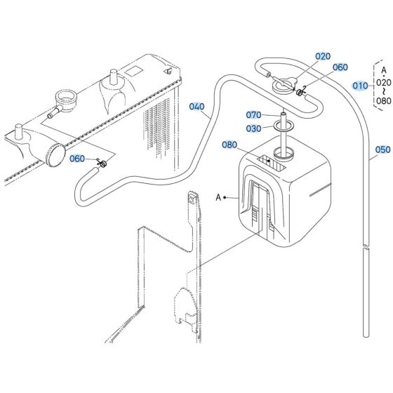 Reserve Tank Assembly for Kubota KX080-3 Mini Excavator