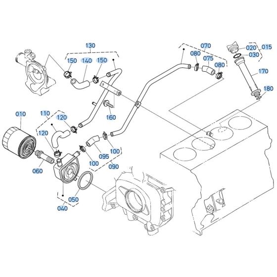Oil Filter Assembly for Kubota KX080-3 Mini Excavator