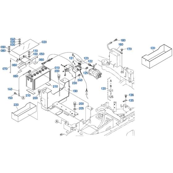 Battery Assembly for Kubota KX080-3 Mini Excavator
