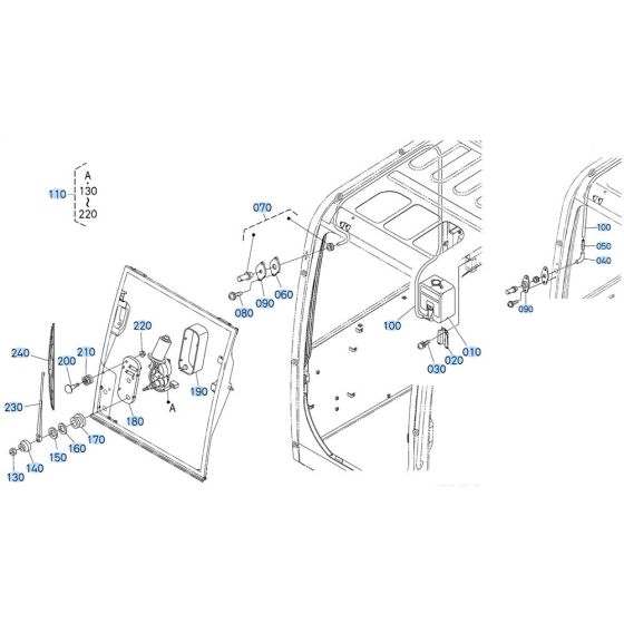 Wiper Assembly for Kubota KX080-3 Mini Excavator