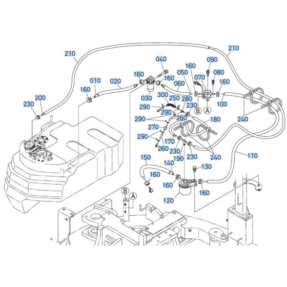 Fuel System Assembly for Kubota KX080-3 Mini Excavator